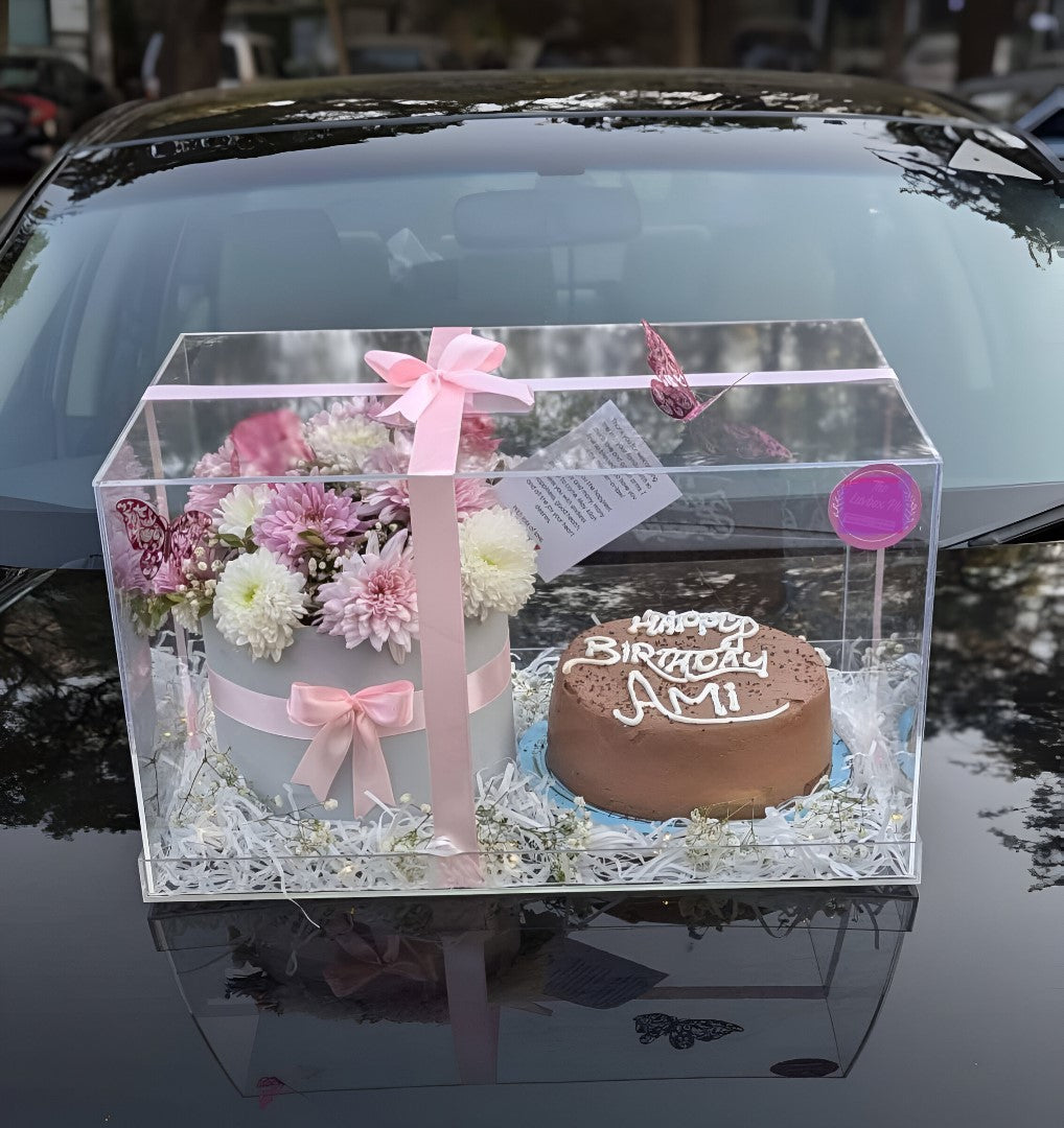 Cake & Flowers Combo with LED