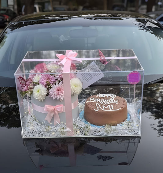 Cake & Flowers Combo with LED